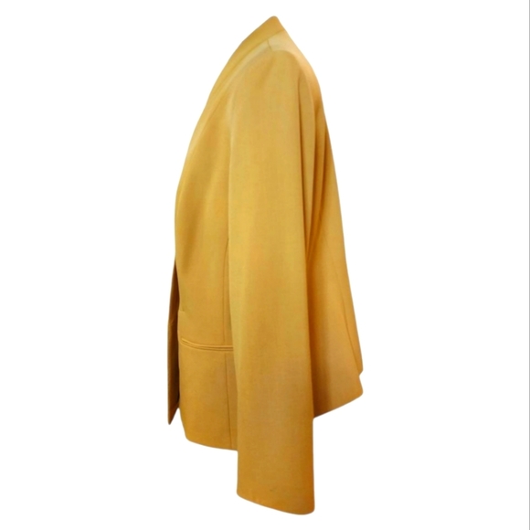 Nipon Boutique Mustard Yellow Open Front Blazer – Chic Workwear Layer Size 18W - Picture 2 of 8